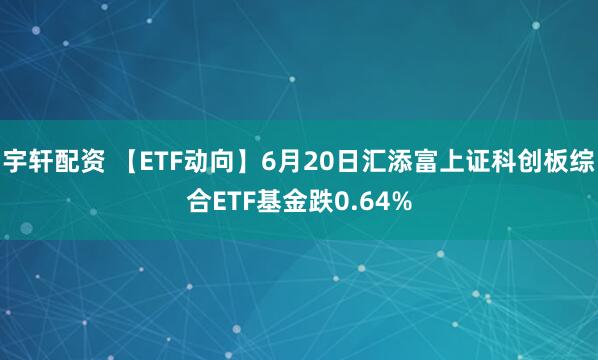 宇轩配资 【ETF动向】6月20日汇添富上证科创板综合ETF基金跌0.64%