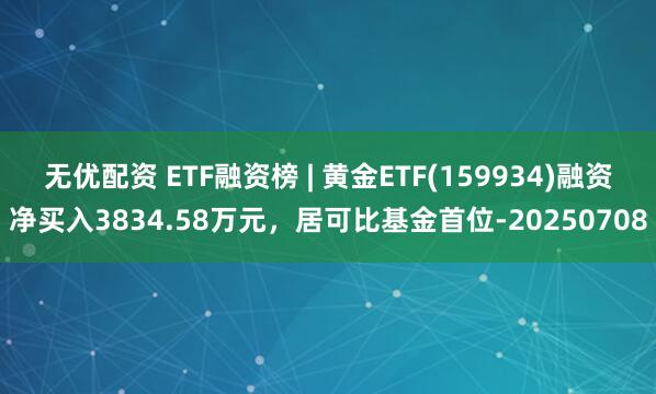 无优配资 ETF融资榜 | 黄金ETF(159934)融资净买入3834.58万元，居可比基金首位-20250708